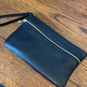 Black Wristlet with Gold Zipper EUC